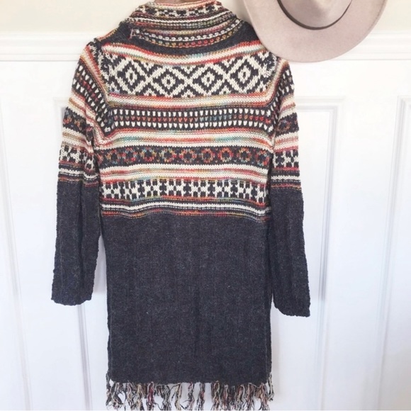 Western Fringe Hem Open Front Cardigan Soft Warm Sweater Multi Sizes NWT - Picture 8 of 13